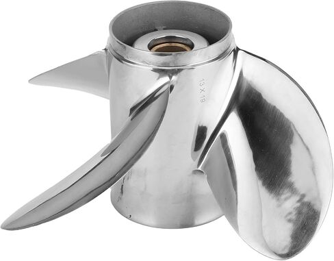 Qiilu Boat Outboard Propeller, 4-Blade Outboard Propeller Stainless Steel 13 x 19 RH Pitch Fit for YAMAHA 50‑130HP Engine in Saudi Arabia