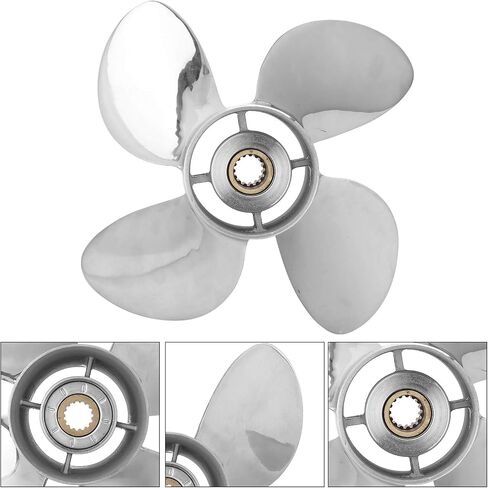 Qiilu Boat Outboard Propeller, 4-Blade Outboard Propeller Stainless Steel 13 x 19 RH Pitch Fit for YAMAHA 50‑130HP Engine in Saudi Arabia