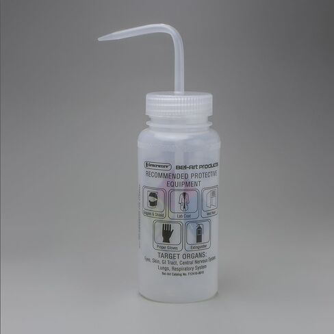 SP Bel-Art GHS Labeled Safety-Vented Machine Oil Wash Bottles; 500ml (16oz), Polyethylene w/Natural Polypropylene Cap (Pack of 4) (F12416-0010) in Saudi Arabia