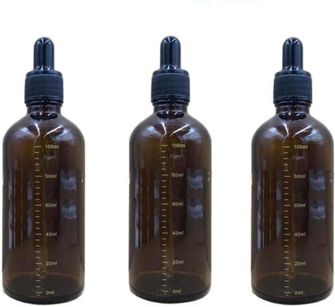 3PCS Portable Amber Glass Graduated Scale Dropping Bottle Vials With Black Rubber Cap And Glass Dropper Pipette For Cosmetic Perfumes Essential Oils Liquids Storage in Saudi Arabia