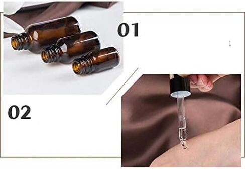 3PCS Portable Amber Glass Graduated Scale Dropping Bottle Vials With Black Rubber Cap And Glass Dropper Pipette For Cosmetic Perfumes Essential Oils Liquids Storage in Saudi Arabia