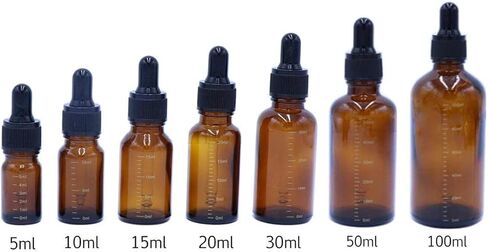 3PCS Portable Amber Glass Graduated Scale Dropping Bottle Vials With Black Rubber Cap And Glass Dropper Pipette For Cosmetic Perfumes Essential Oils Liquids Storage in Saudi Arabia