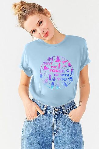 May The Power Be with You Shirt Women Vintage Magical T-Shirt Funny Magic Graphic Tee Family Vacation Casual Short Sleeve Top in Saudi Arabia
