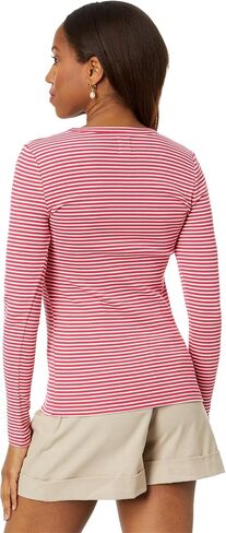 NIC+ZOE Women's Striped Rib Knit V Neck Tee in Saudi Arabia