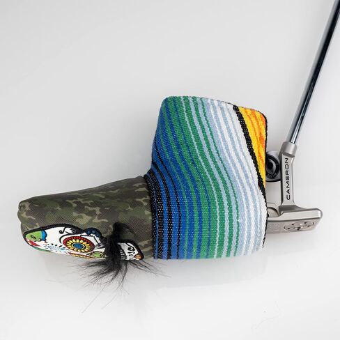غطاء رأس Pins & Aces LE Sugar Skull Moustache Blade Putter - غطاء رأس مضرب جلدي فاخر مصنوع يدويًا - غطاء نادي جولف مضحك بجودة عالية - قم بتصميم حقيبة الجولف الخاصة بك وتخصيصها in Saudi Arabia