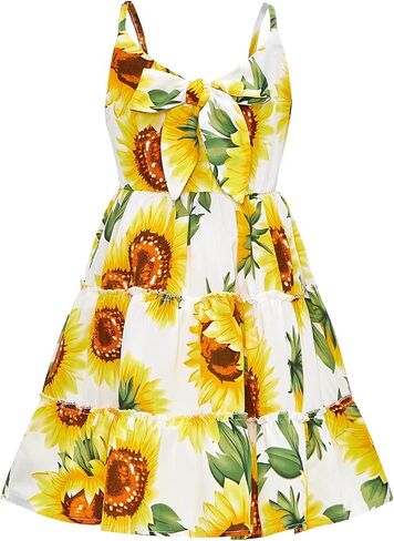 PopReal Matching Family Outfits Mommy and Me Dresses Summer Sunflower Short Sleeve in Saudi Arabia