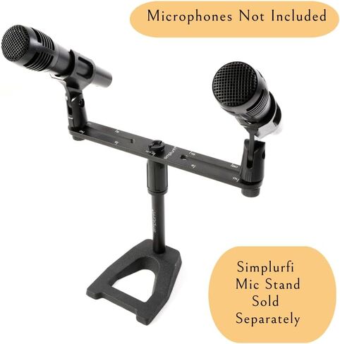 Stereo Array Spacing Bar Microphone Mount with Ruled Markings - Holds 2 Mics - X-Y and ORTF Mic T-Bar Bracket, Fits 3/8" and 5/8" Mic Stands with Included Adapter (MIC-BAR-CLIP-MARK) in Saudi Arabia