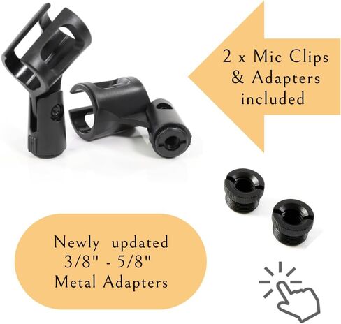 Stereo Array Spacing Bar Microphone Mount with Ruled Markings - Holds 2 Mics - X-Y and ORTF Mic T-Bar Bracket, Fits 3/8" and 5/8" Mic Stands with Included Adapter (MIC-BAR-CLIP-MARK) in Saudi Arabia