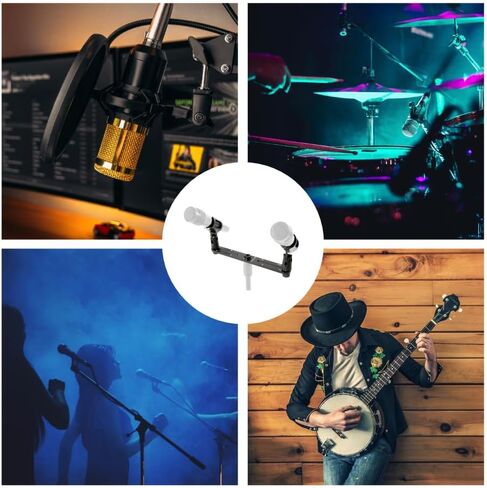 Stereo Array Spacing Bar Microphone Mount with Ruled Markings - Holds 2 Mics - X-Y and ORTF Mic T-Bar Bracket, Fits 3/8" and 5/8" Mic Stands with Included Adapter (MIC-BAR-CLIP-MARK) in Saudi Arabia