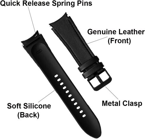 PINHEN Galaxy Watch 6/5/4 Band 40mm 44mm-6 Classic 43mm 47mm Strap Compatible with Samsung Galaxy Watch 4 Classic Bands 46mm 42mm Hybrid of Leather and Silicone Watch Band for Women Men Smart Watch Wristband in Saudi Arabia