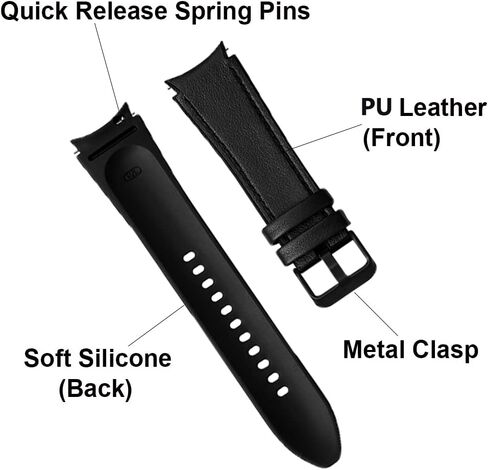 PINHEN Galaxy Watch 6/5/4 Band 40mm 44mm-6 Classic 43mm 47mm Strap Compatible with Samsung Galaxy Watch 4 Classic Bands 46mm 42mm Hybrid of Leather and Silicone Watch Band for Women Men Smart Watch Wristband in Saudi Arabia