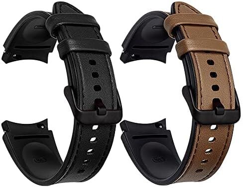 PINHEN Galaxy Watch 6/5/4 Band 40mm 44mm-6 Classic 43mm 47mm Strap Compatible with Samsung Galaxy Watch 4 Classic Bands 46mm 42mm Hybrid of Leather and Silicone Watch Band for Women Men Smart Watch Wristband in Saudi Arabia