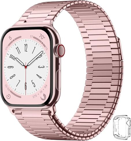 Maledan Compatible with Apple Watch Band 44mm 45mm 42mm 49mm 41mm 40mm 38mm Men Women, Adjustable Stainless Steel Metal Mesh Loop with Case for Apple Ultra 2 iWatch Series 9 8 7 6 5 4 3 2 1 SE, Black in Saudi Arabia