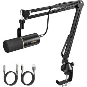 TONOR Dynamic Microphone, USB/XLR PC Microfono with Boom Arm Stand for Podcast, Recording, Live Streaming & Gaming, XLR Cardioid Studio Mic for Music & Voice-Over with 3.5mm Headphones Jack, TD510+ in Kuwait