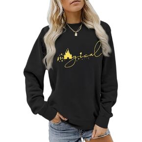 Magical SweatShirt for Women Funny Family Vacation Cute Graphic Casual Vacation long Sleeve Tops Black in Saudi Arabia