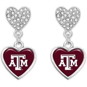 Texas A&M Aggies Amara Silver Crystal Heart Earrings Jewelry Gift TAMU in Kuwait