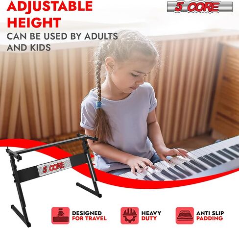5 Core Keyboard Stand z Z Zeal Electric Piano Riser قابلة للطي وقابلة للطي متينة لصالح 54 61 88 Keys Instruments Pink - KS Z1 BPNK in Saudi Arabia