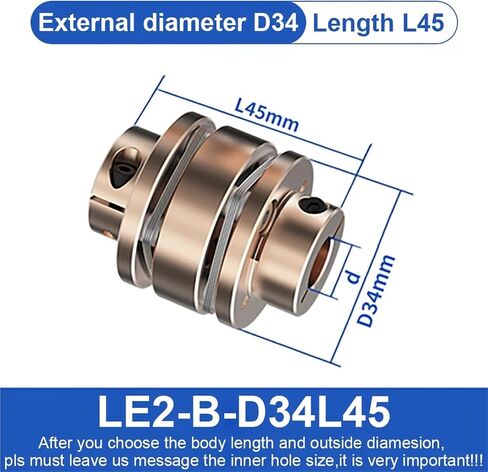 L1-B-D34L33 LE2-B-D34L45 Flange اقتران LE D34L33/45 مقرنة محرك مرنة مقرنة الألوفيات المصنفة العالمية للمفصل العالمي للطابعة 3D CNC 1PC (L1-B-D34L33-5X12) in Saudi Arabia