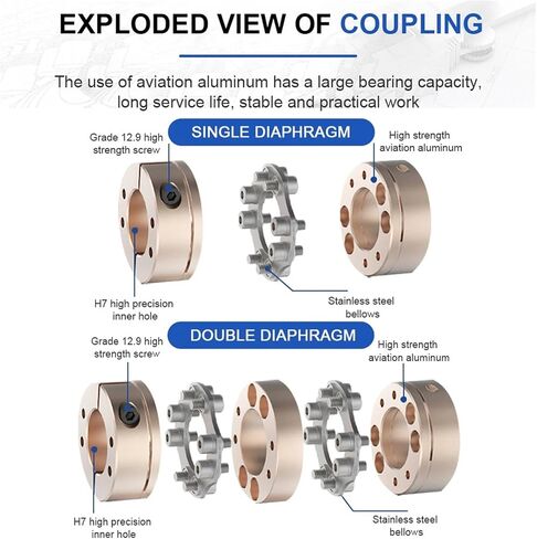LDG1-B-D56L49 LDG2-B-D56L68 Flexible Motor Shaft Coupler LDG D56L49/L68 Diaphragms Aluminium Coupling Cardan Accessories Connector for 3D Printer CNC 1Pcs(LDG2-B-D56L68-20X20) in Saudi Arabia