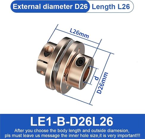 LE1-B-D26L26 LE2-B-D26L35 Flange Coupling LE D26L26/35 Flexible Motor Shaft Coupler Aluminium Diaphragms Universal Joint for 3D Printer CNC 1Pcs(LE1-B-D26L26-4X6) in Saudi Arabia