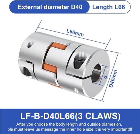 LF-B-D40L66 (3 JAW) CF-03/BW DIRIE CLAMP CLAMP CLAMP D40L66 CNC JAW GAW اقتران 8/10/12/14/16/18/22/22 مم D40 L66 موصل محرك 1PCS (12mmx14mm) in Saudi Arabia