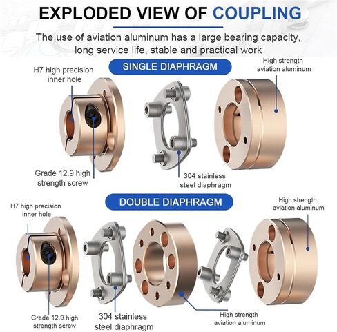 LED1-B-D26L26 LED2-B-D26L35 Flange Coupling LED D26L26/35 Flexible Motor Shaft Coupler Aluminium Diaphragms Universal Joint for 3D Printer 1Pcs(LED1-B-D26L26-5X12) in Saudi Arabia