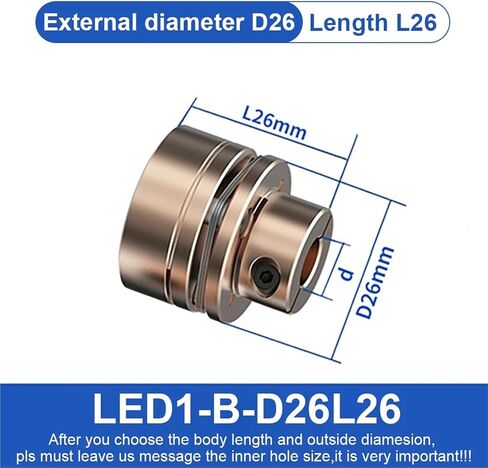 LED1-B-D26L26 LED2-B-D26L35 Flange Coupling LED D26L26/35 Flexible Motor Shaft Coupler Aluminium Diaphragms Universal Joint for 3D Printer 1Pcs(LED1-B-D26L26-5X12) in Saudi Arabia
