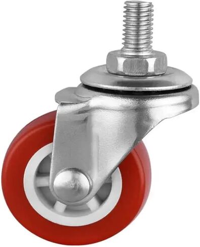 4 قطع/لوت 1.5 بوصة المسمار الأحمر العجلات M8 دوارة بكرة بلاستيكية PVC الدعم الميكانيكي in Kuwait