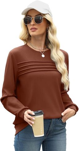 WIHOLL Crewneck Sweatshirts Women Long Sleeve Shirts for Women Dressy Fall Tops Loose Fit Purple M in Saudi Arabia