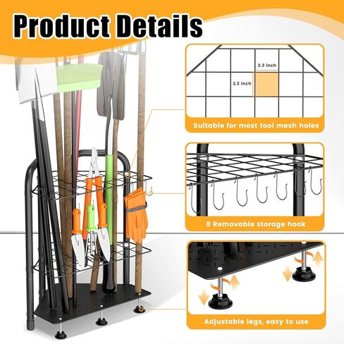 Jonkehai Garden Tool Organizer Yard Tool Organizer Grage Grage Tool Tool and Storage Garden Tool Tool Storage Myard Tool Tool Tool حامل أداة للمرآب أدوات الفناء الطويلة للتخزين in Kuwait