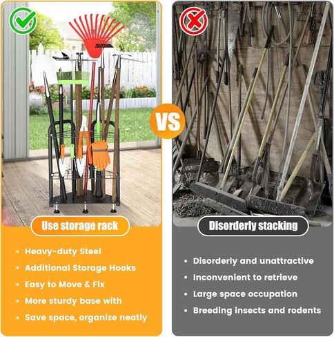 Jonkehai Garden Tool Organizer Yard Tool Organizer Grage Grage Tool Tool and Storage Garden Tool Tool Storage Myard Tool Tool Tool حامل أداة للمرآب أدوات الفناء الطويلة للتخزين in Kuwait