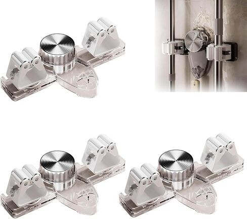 شماعات ممسحة شماعات المكنسة ، جدار جبل ممسحة ، لا يوجد ثقب مطلوب منظم شماعات المكنسة للحمام ، المطبخ ، غرفة الغسيل ، حديقة منزلية ، تخزين المرآب ورفف التنظيم (شفاف) in Kuwait