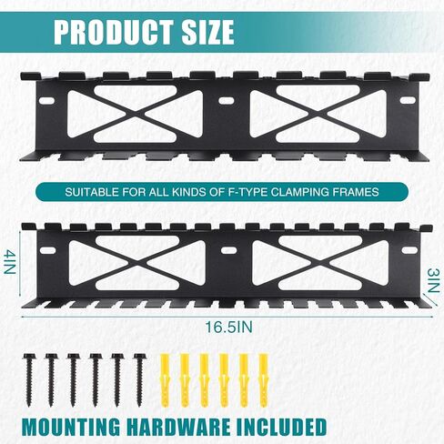 Blulu 2 PCS F-Style Clamp Holder 16 Inch F-Style Clamp Storage Tool Tool Monger Morting Wall for Shed Garage Pegboard Workshop Home in Kuwait