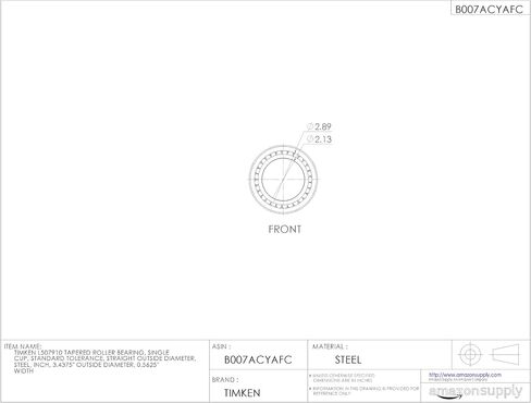 Timken L507910 محمل أسطوانة مدبب ، كوب واحد ، التسامح القياسي ، قطره الخارجي المستقيم ، الصلب ، بوصة ، 3.4375 "قطر خارجي ، 0.5625" عرض ، 0.060 "كحد أقصى قطرها فيليه. in Saudi Arabia