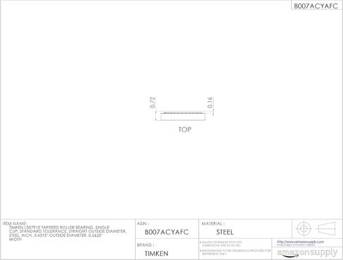 Timken L507910 محمل أسطوانة مدبب ، كوب واحد ، التسامح القياسي ، قطره الخارجي المستقيم ، الصلب ، بوصة ، 3.4375 "قطر خارجي ، 0.5625" عرض ، 0.060 "كحد أقصى قطرها فيليه. in Saudi Arabia