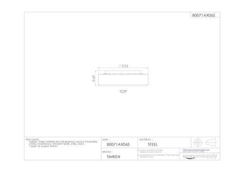 Timken 15580 محمل أسطوانة مدبب ، مخروط واحد ، التسامح القياسي ، التجويف المستقيم ، الصلب ، بوصة ، عرض 1.0625 "معرف ، 0.6875" in Kuwait
