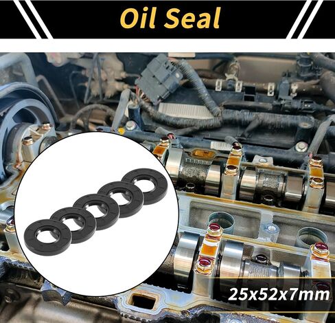 Universal Oil Seal TC Double Lip W Steel Spring Seal Ring Rotary Shaft Seal 25x52x7mm High Pressure NBR Rubber Black 5pcs in Saudi Arabia