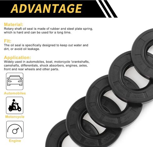 Universal Oil Seal TC Double Lip W Steel Spring Seal Ring Rotary Shaft Seal 25x52x7mm High Pressure NBR Rubber Black 5pcs in Saudi Arabia