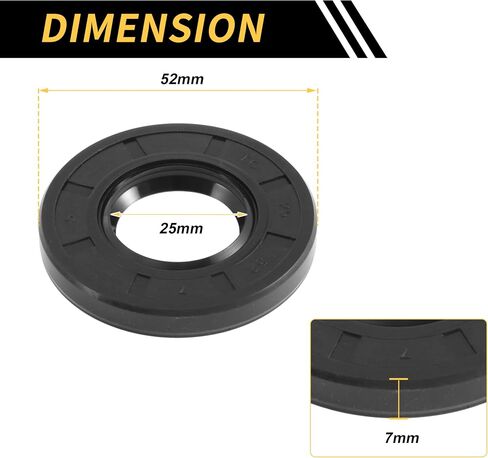 Universal Oil Seal TC Double Lip W Steel Spring Seal Ring Rotary Shaft Seal 25x52x7mm High Pressure NBR Rubber Black 5pcs in Saudi Arabia