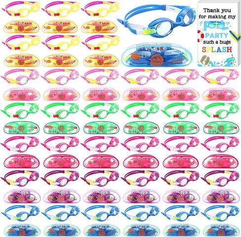 36 Sets Swim Goggles Gifts Bulk with Thank You Cards for Pool Party Adjustable Anti Fog Swimming Goggles with Case for Summer End of Year Outdoor Beach Activity in Saudi Arabia