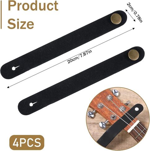 4pcs Leather Guitar Neck Strap, Ukulele Acoustic Guitar Headstock Strap Tie with Button for Guitars Amp Headphone Adapter, Straps Lock Straps Adapte Locking Guitars Accessories for Electric Bass in Saudi Arabia