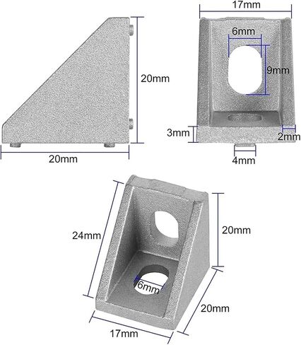 20pcs 2020 Angle Bracket Aluminum Extrusion Angle Bracket Right Angle T Slot Angle Bracket Support Aluminum Extrusion Profile in Saudi Arabia