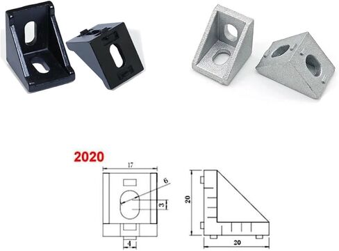 133pcs 1720 Aluminum Profile 2020 3D Printer Build Connector Bracket + 20-M5 Nut + M5x8mm Hexagonal Socket Cover + Tee Connector(Black) in Saudi Arabia