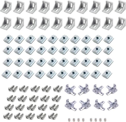 133pcs 1720 Aluminum Profile 2020 3D Printer Build Connector Bracket + 20-M5 Nut + M5x8mm Hexagonal Socket Cover + Tee Connector(Black) in Saudi Arabia
