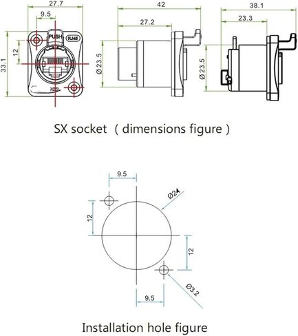 Ethernet Connector RJ45 Socket Panel Mount Socket Waterproof IP67 Fast Data in Saudi Arabia