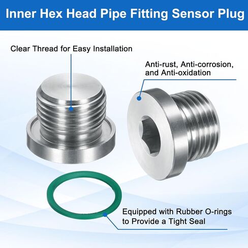 uxcell G3/4 Inner Hex Head Pipe Fitting Plug, Universal 304 Stainless Steel Thread Socket Plug with Green O-Ring for Terminate Pipe Ends or Replacement Drains in Saudi Arabia