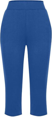Pull On Capris for Women Elastic High Waist Stretch Yoga Crop Pants Summer Dressy Casual Lounge Capri Pants with Pockets in Saudi Arabia