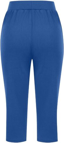 Pull On Capris for Women Elastic High Waist Stretch Yoga Crop Pants Summer Dressy Casual Lounge Capri Pants with Pockets in Saudi Arabia