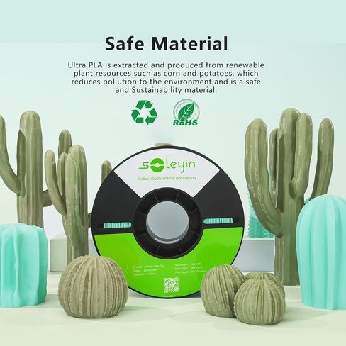 Soleyin Ultra PLA 3D Printer Filament PLA Filament 1.75mm, High Speed 30-300mm/s Dimensional Accuracy +/- 0.02mm, Fit Most FDM 3D Printers, 1kg Spool (2.2lbs) (Gray) in Saudi Arabia