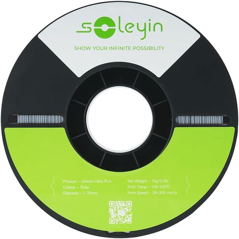 Soleyin Ultra PLA 3D Printer Filament PLA Filament 1.75mm, High Speed 30-300mm/s Dimensional Accuracy +/- 0.02mm, Fit Most FDM 3D Printers, 1kg Spool (2.2lbs) (Gray) in Saudi Arabia